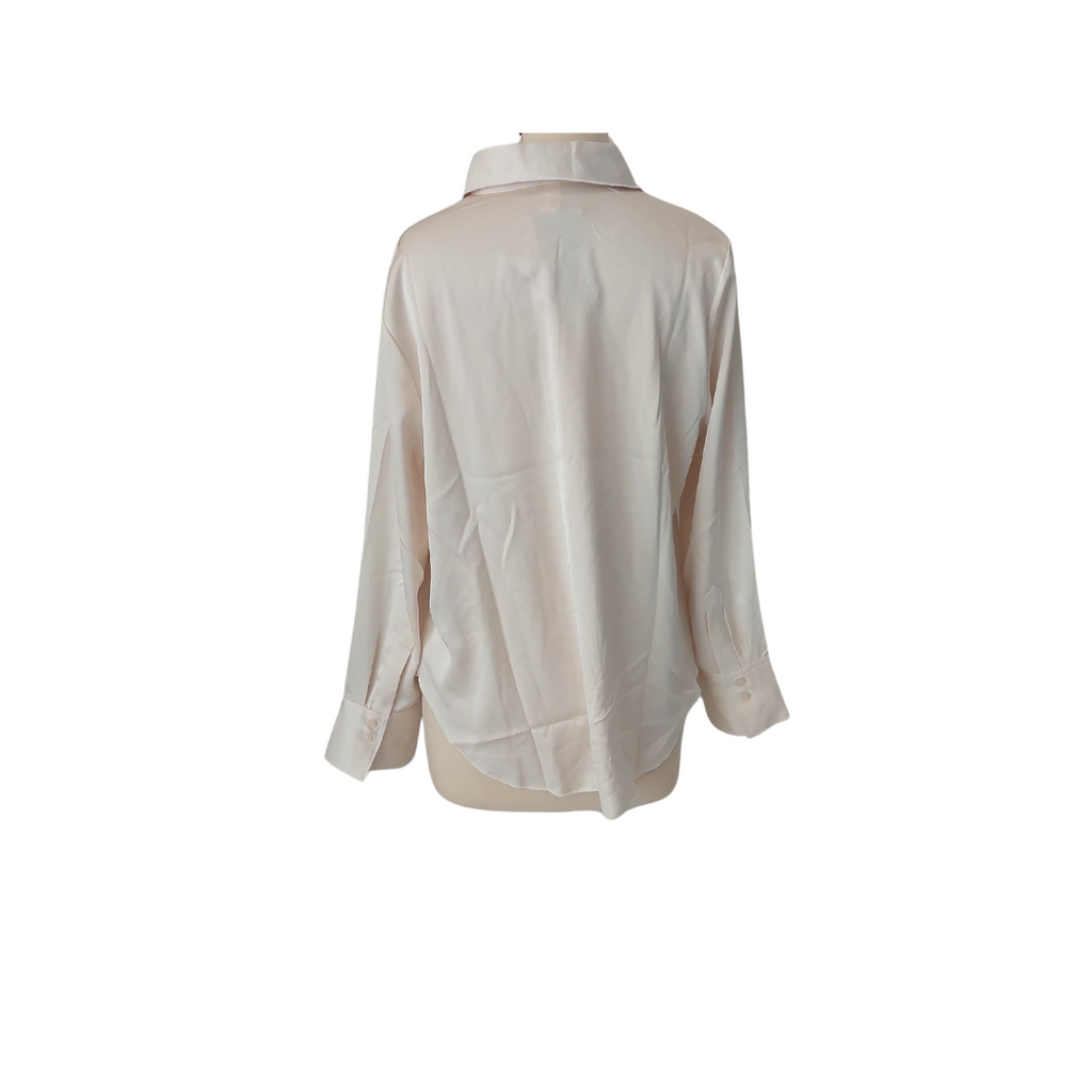 H&M Cream Satin Formal Collared Shirt | Brand New |