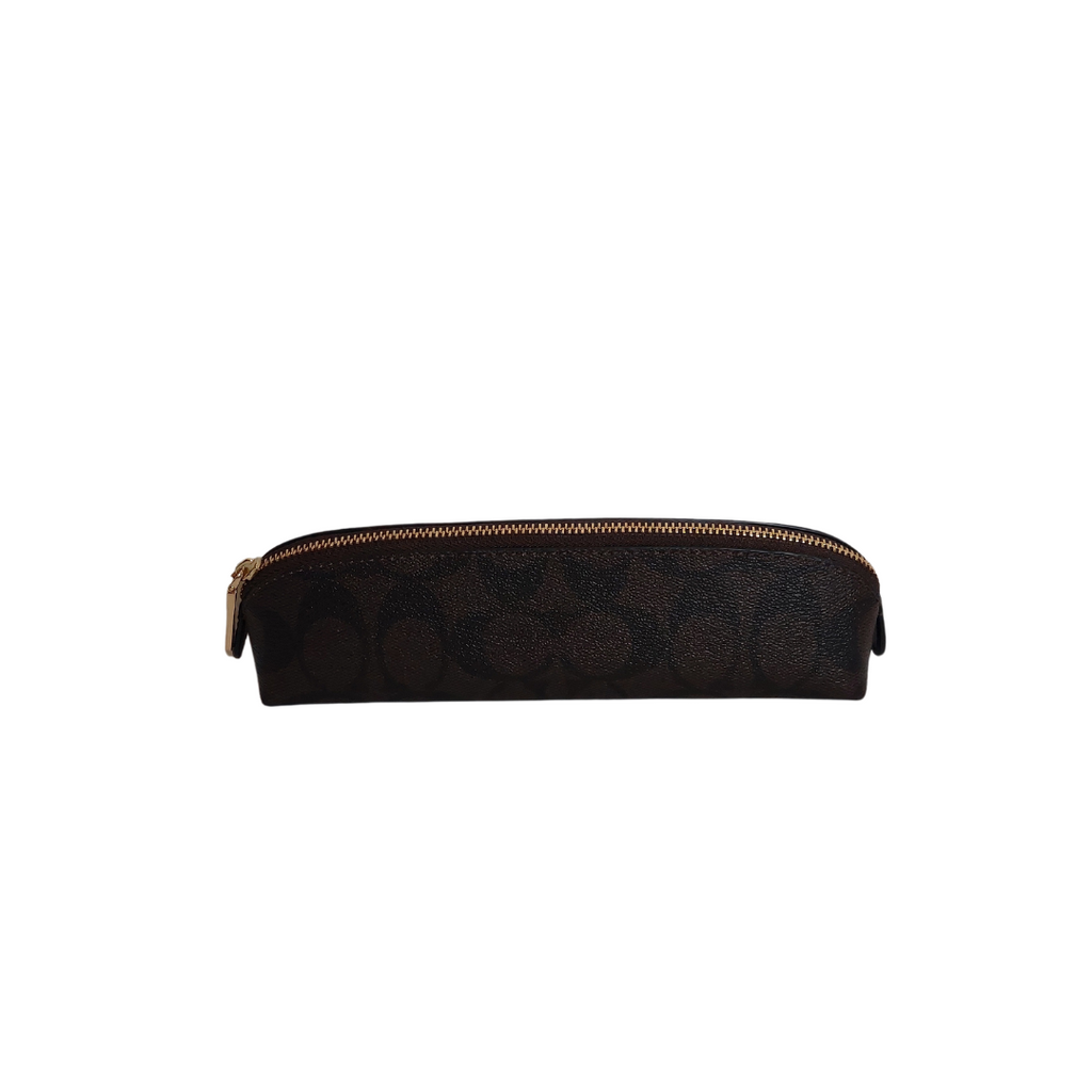 Coach Brown Signature Leather Pencil Case | Like New |