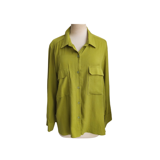 Zara Parrot Green Front Dual Pockets Shirt | Gently Used |