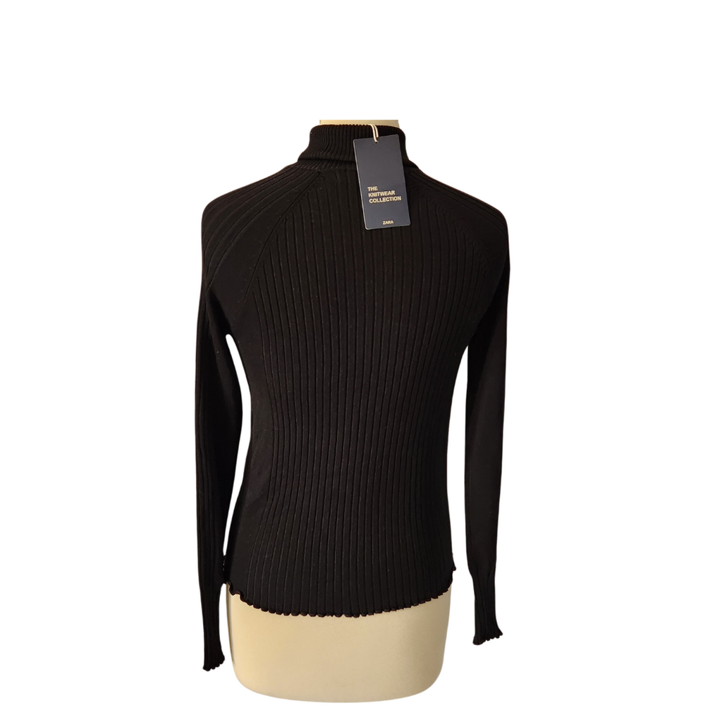 ZARA Black Ribbed Turtleneck Sweater | Brand New |