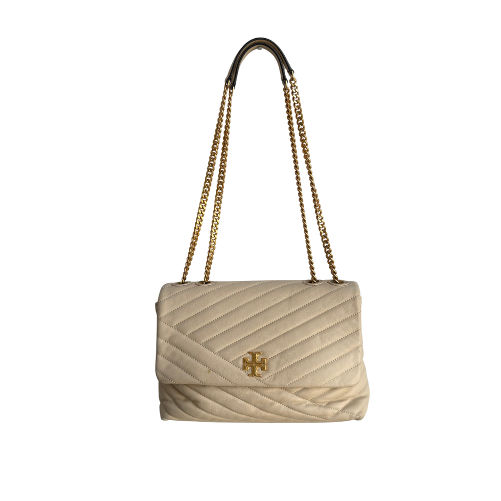 Tory Burch Cream Kira Chevron Leather Shoulder Bag | Pre Loved |
