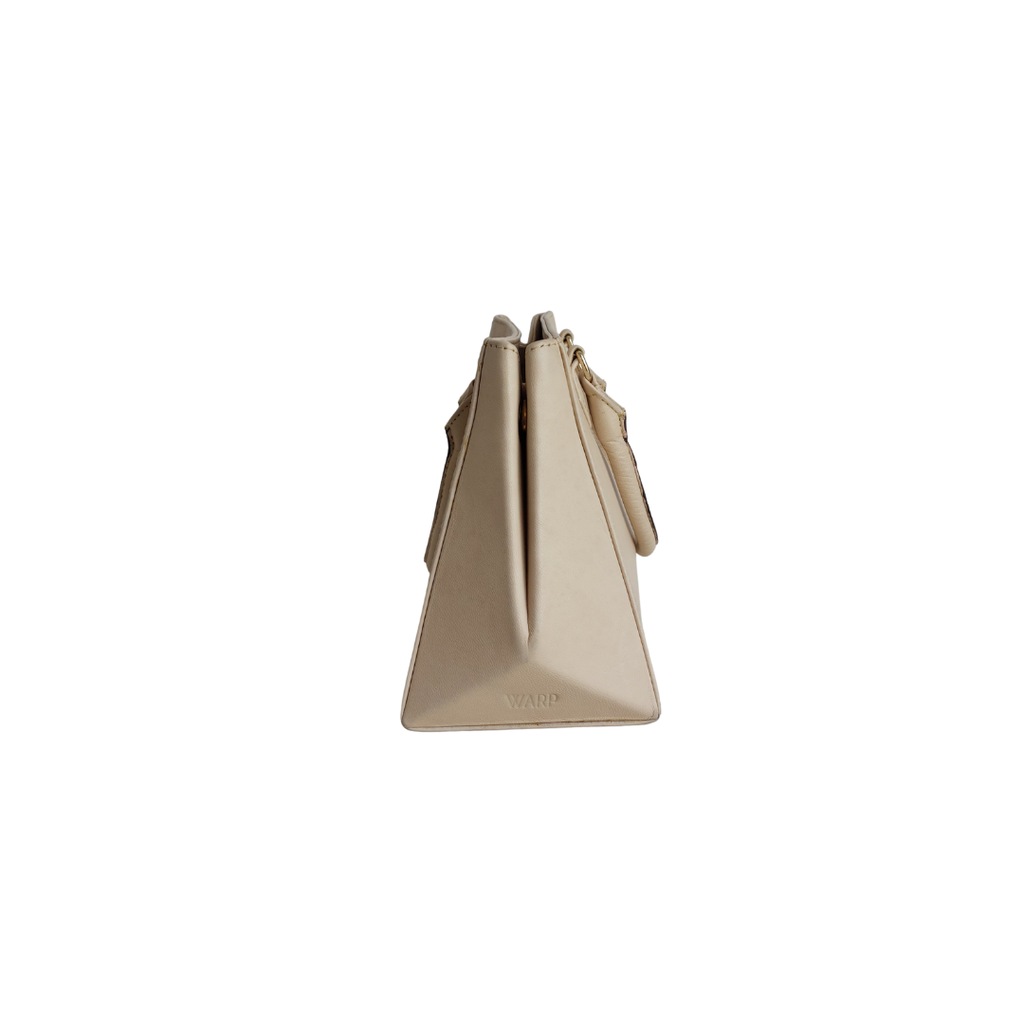 Warp Cream Leather Geometric Handbag | Pre Loved |