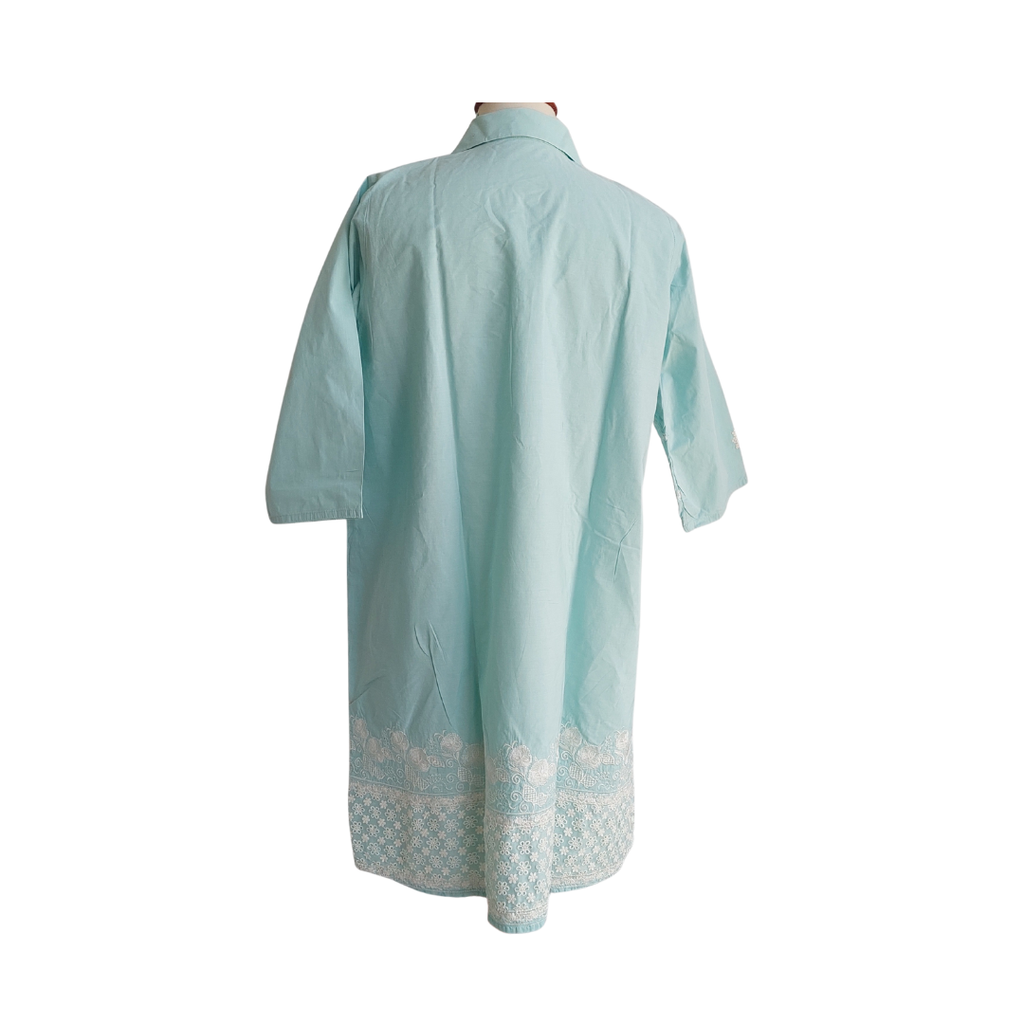 Zuri Light Blue & White Embroidered Kurta | Gently Used |