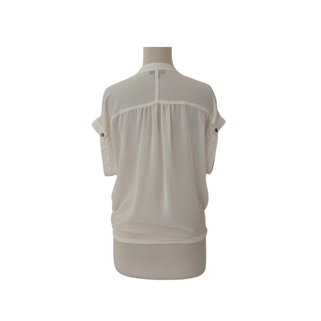Topshop White Sheer Short Sleeve Blouse | Like New |