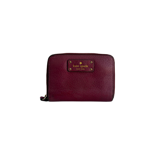 Kate Spade Oxblood Small Zip Around Wallet | Pre Loved |
