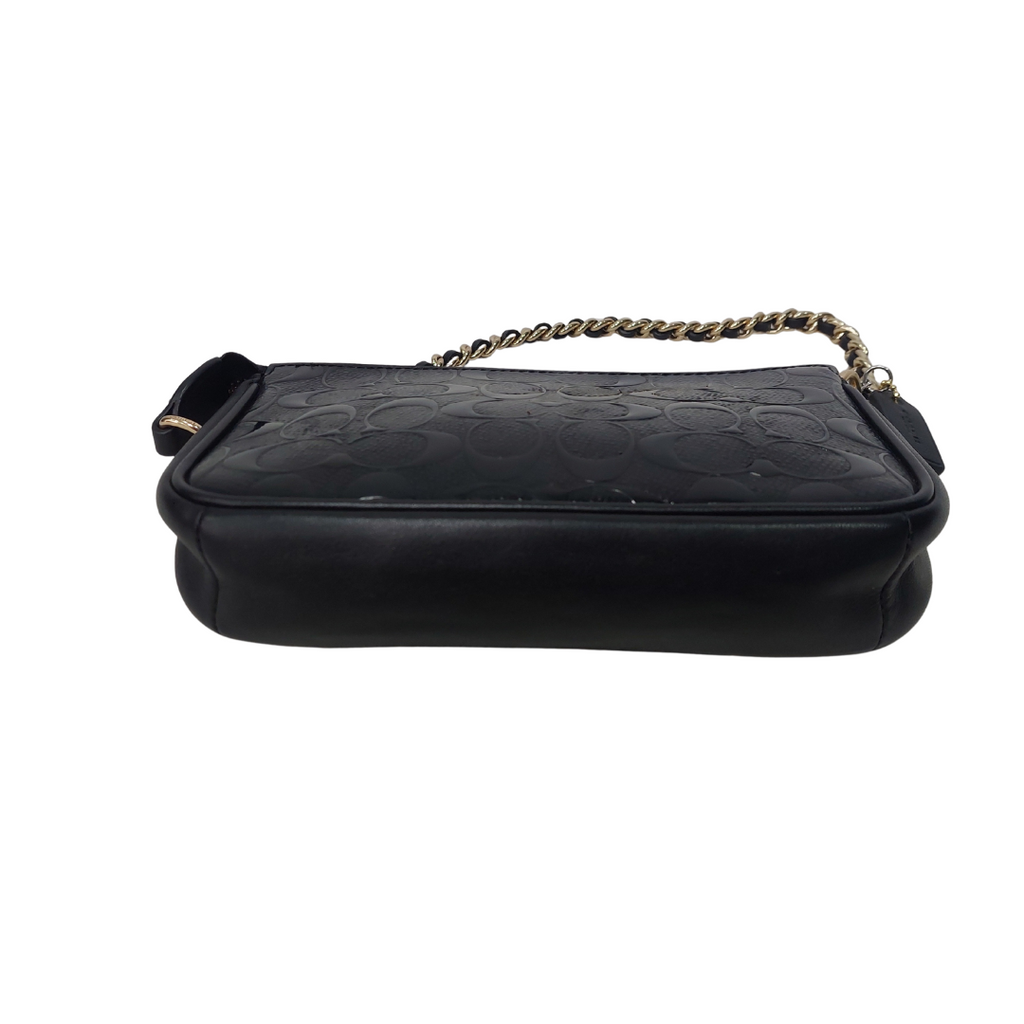 Coach Black Leather Signature Debossed Mini Bag | Pre Loved |