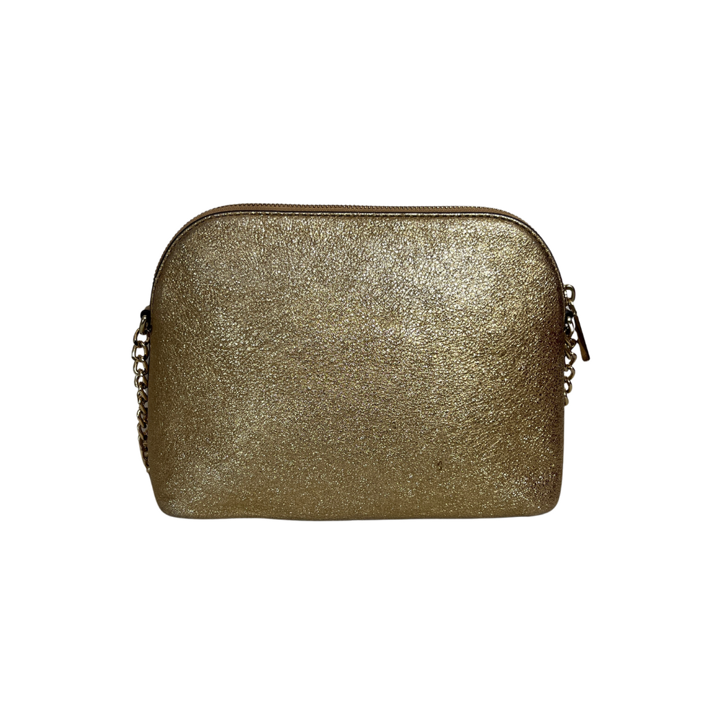 Michael Kors Gold Cindy Leather Dome Crossbody Bag Pre Loved