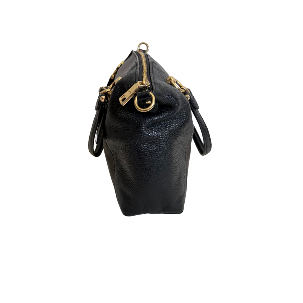 Coach Black & Brown Pebble leather Kacey Satchel Bag | Pre Loved |