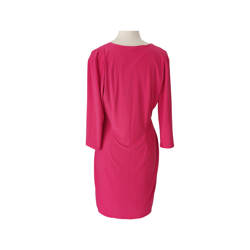 White House Black Market Hot Pink Crossover Knee Length Dress | Gently Used |