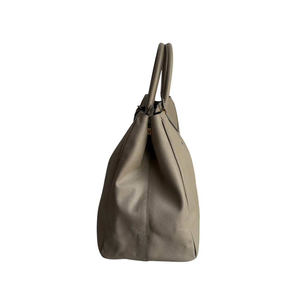 Prada Grey Saffiano Leather Large Tote Bag | Gently Used |