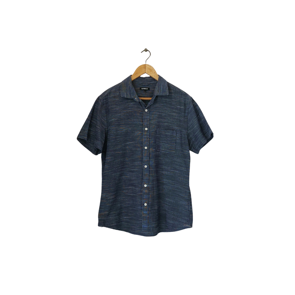 Express Men's Blue Button Down Collared Shirt | Gently Used |