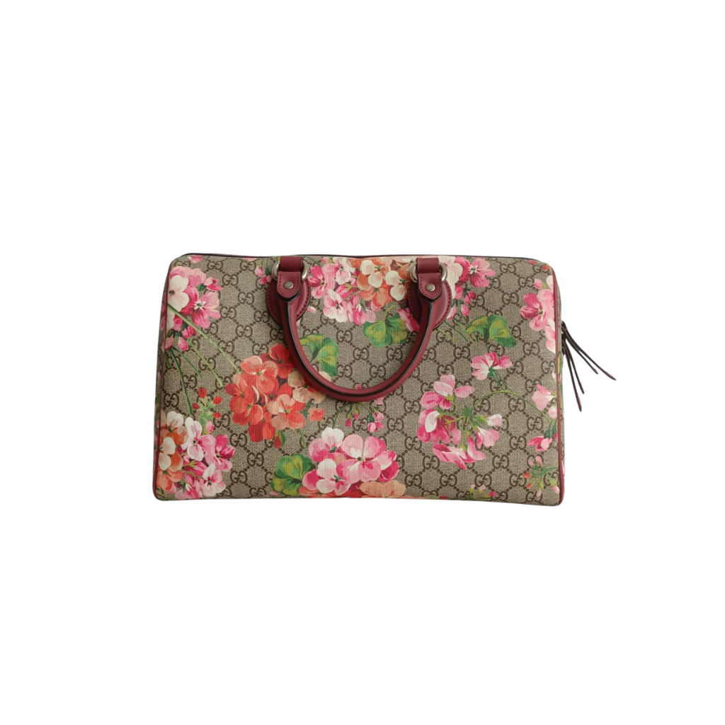 Gucci Pink/Beige GG Supreme Canvas Medium Blooms Boston Bag | Gently Used |