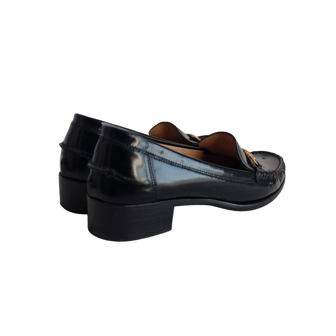 Salvatore Ferragamo Black Patent Leather Loafers | Pre Loved |