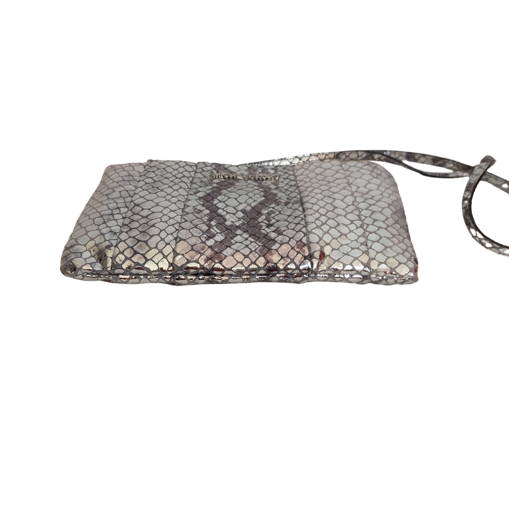 Michael Kors 'Daria' Silver Leather Snakeskin Textured Shoulder Bag | Pre Loved |