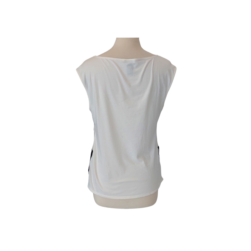 Ann Taylor Cream & Navy Pleated Top | Pre Loved |