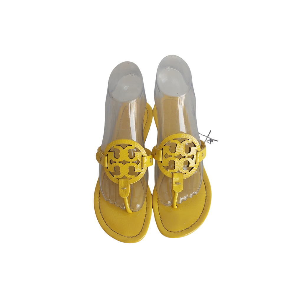 Tory Burch Yellow Patent Leather 'Miller' Sandals | Gently Used |