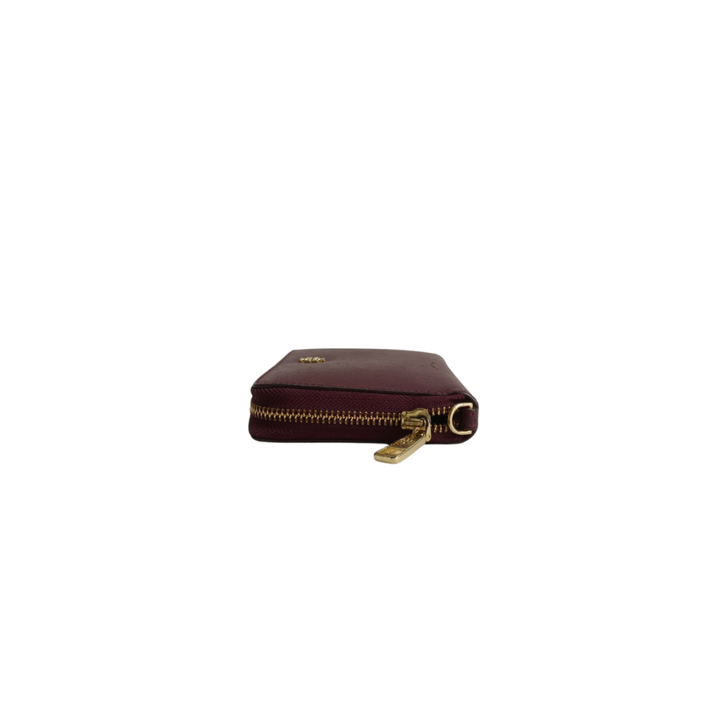 Tory Burch Burgundy Leather Zip-Around Wallet | Pre Loved |