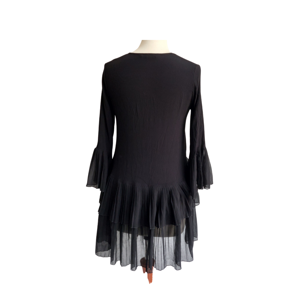 Zara Black Semi Sheer Frill Short Dress | Gently Used |