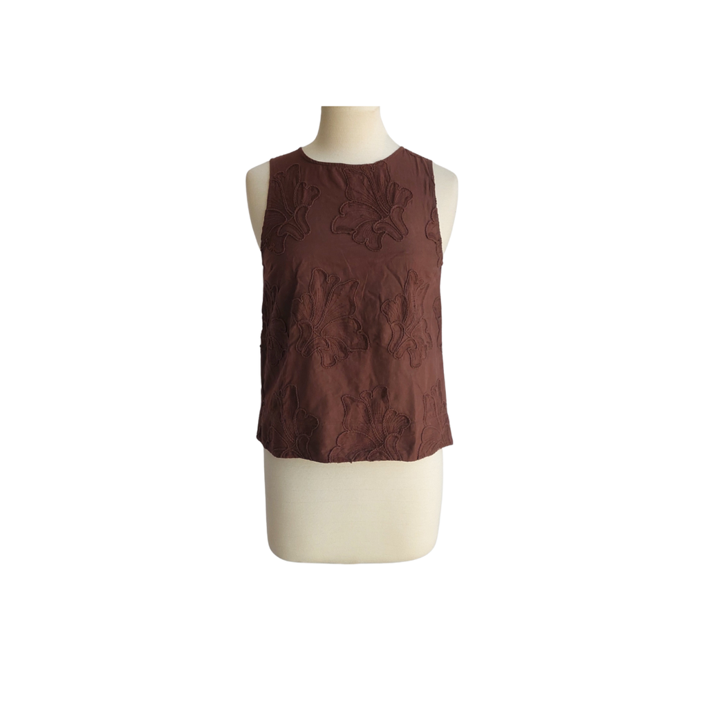 ZARA Brown Embroidered Sleeveless Co-ord Set | Pre Loved |