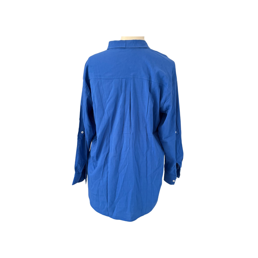 M&S Collection Blue Collared Button Down Long Shirt | Gently Used |