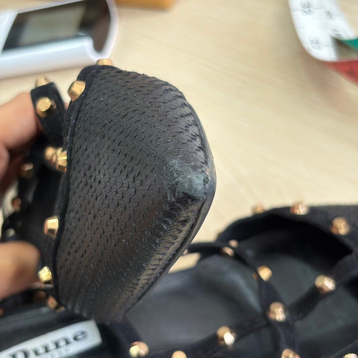 Dune Black Casterly T-Bar Studded Court Shoes | Pre Loved |