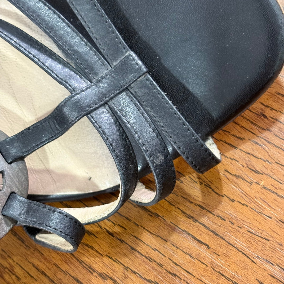 Fendi Black Wooden Emblem Strappy Sandals | Pre Loved |