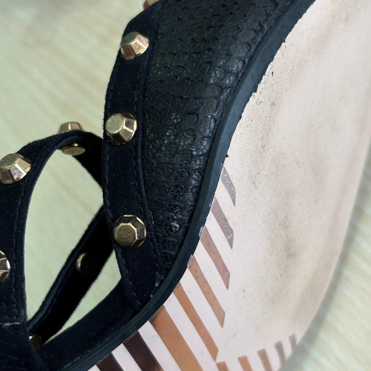 Dune Black Casterly T-Bar Studded Court Shoes | Pre Loved |