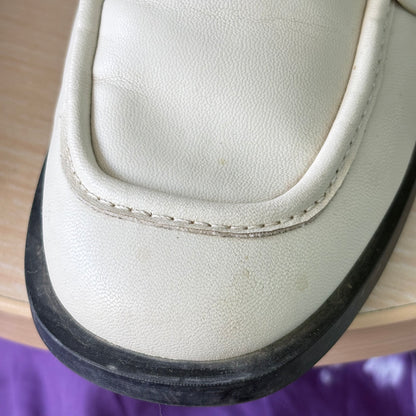 Charles And Keith Cream And Gold Chain Loafers | Pre Loved |