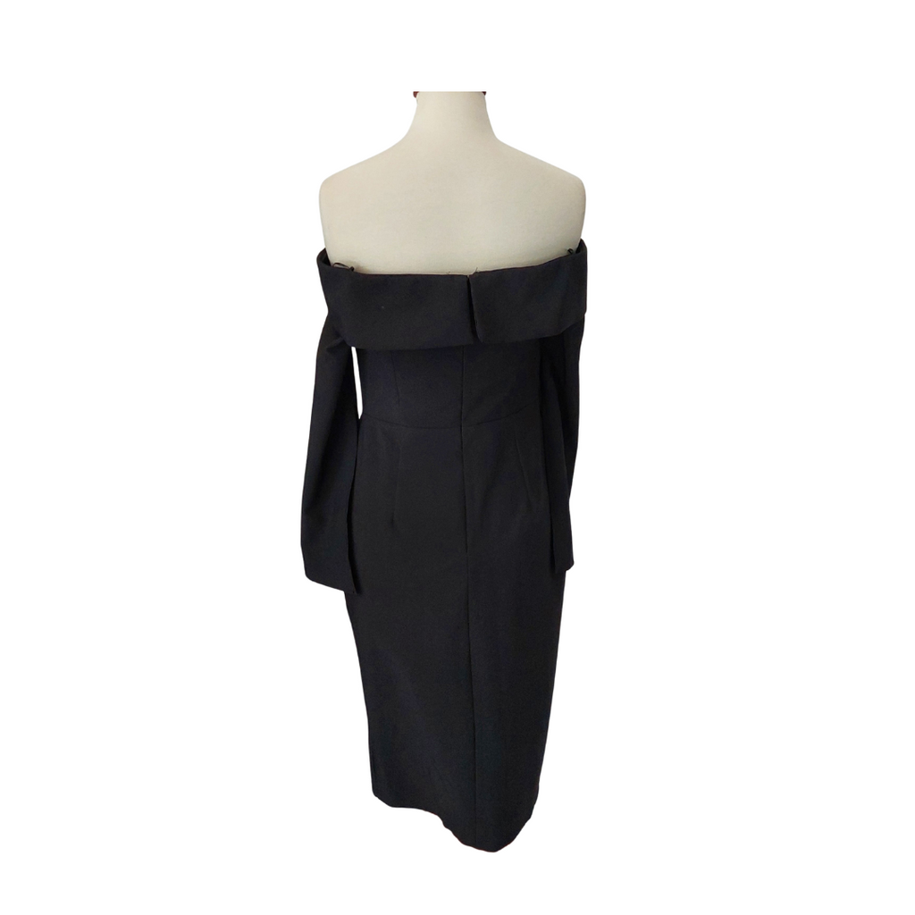 River Island Black Gold & Black Button Midi Dress | Gently Used |
