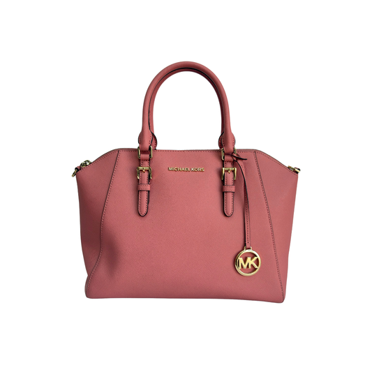 Michael Kors Pink Ciara Large Saffiano Leather Satchel Bag | Pre Loved |