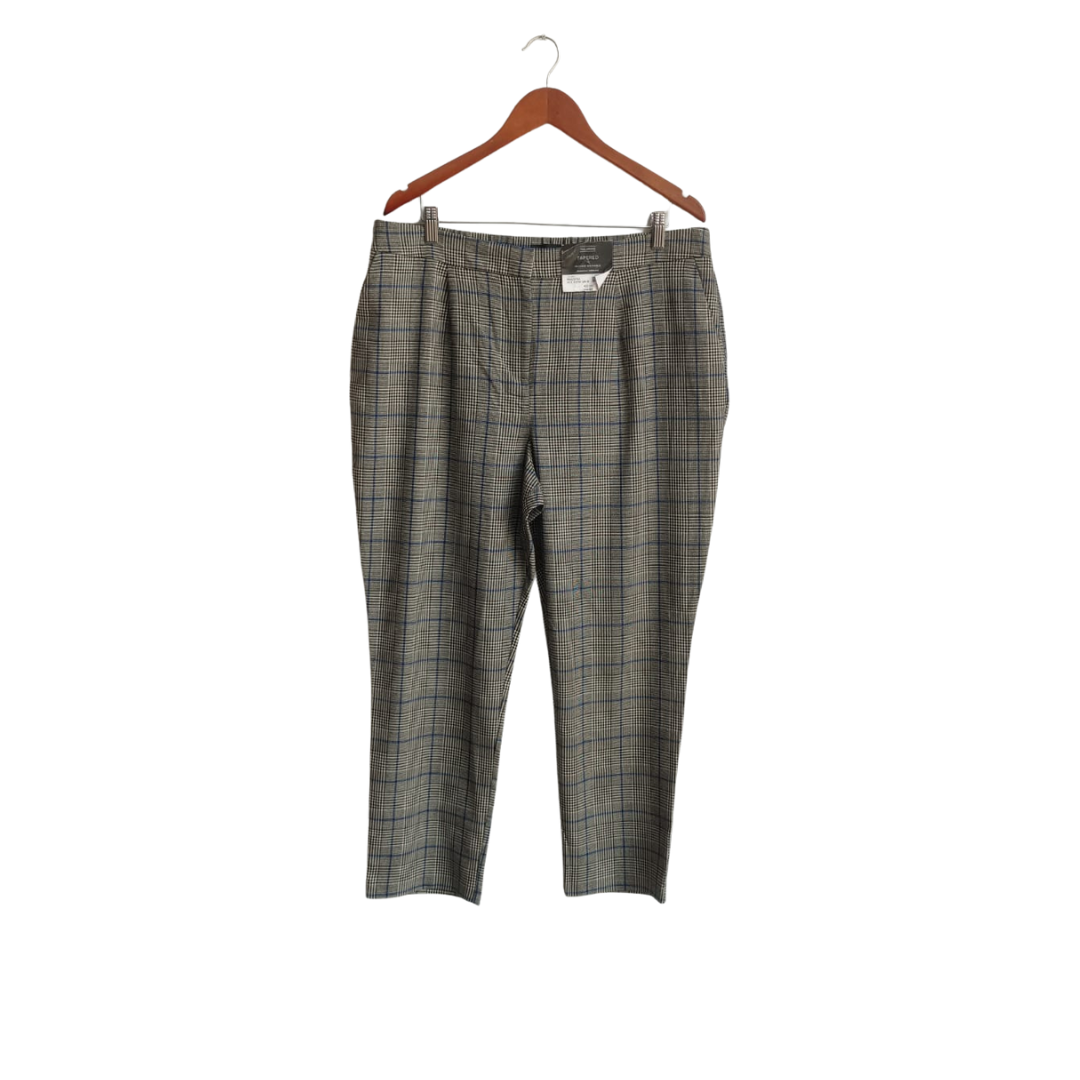 Dorothy Perkins Grey Check Print Straight Leg Pants Brand New