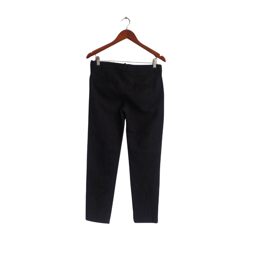 Mango Black Textured Straight Leg Pants | Like New |