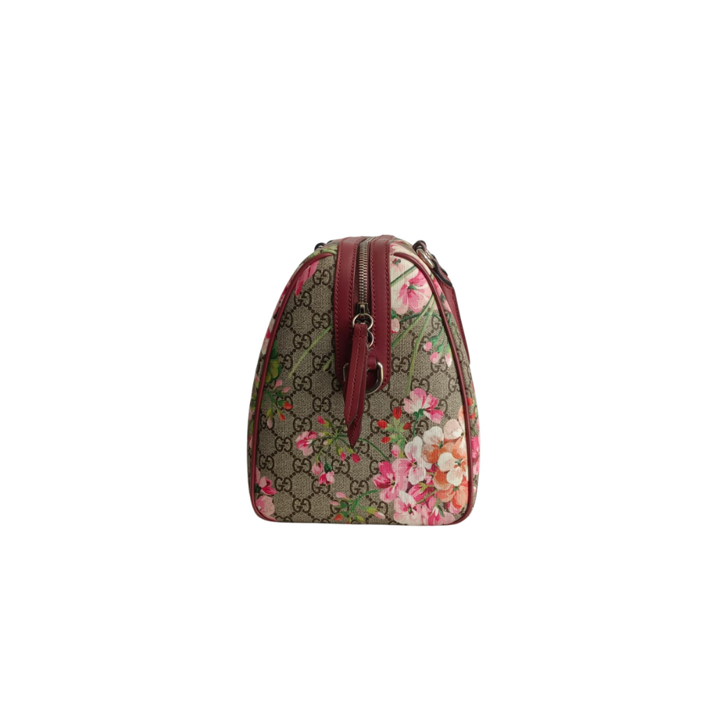 Gucci Pink/Beige GG Supreme Canvas Medium Blooms Boston Bag | Gently Used |
