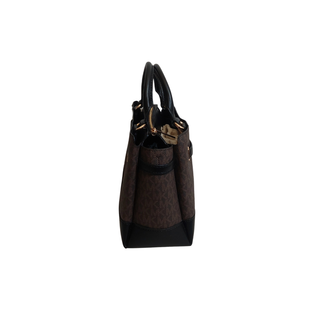Michael Kors Brown & Black Reed Small Belted Satchel Bag | Gently Used |
