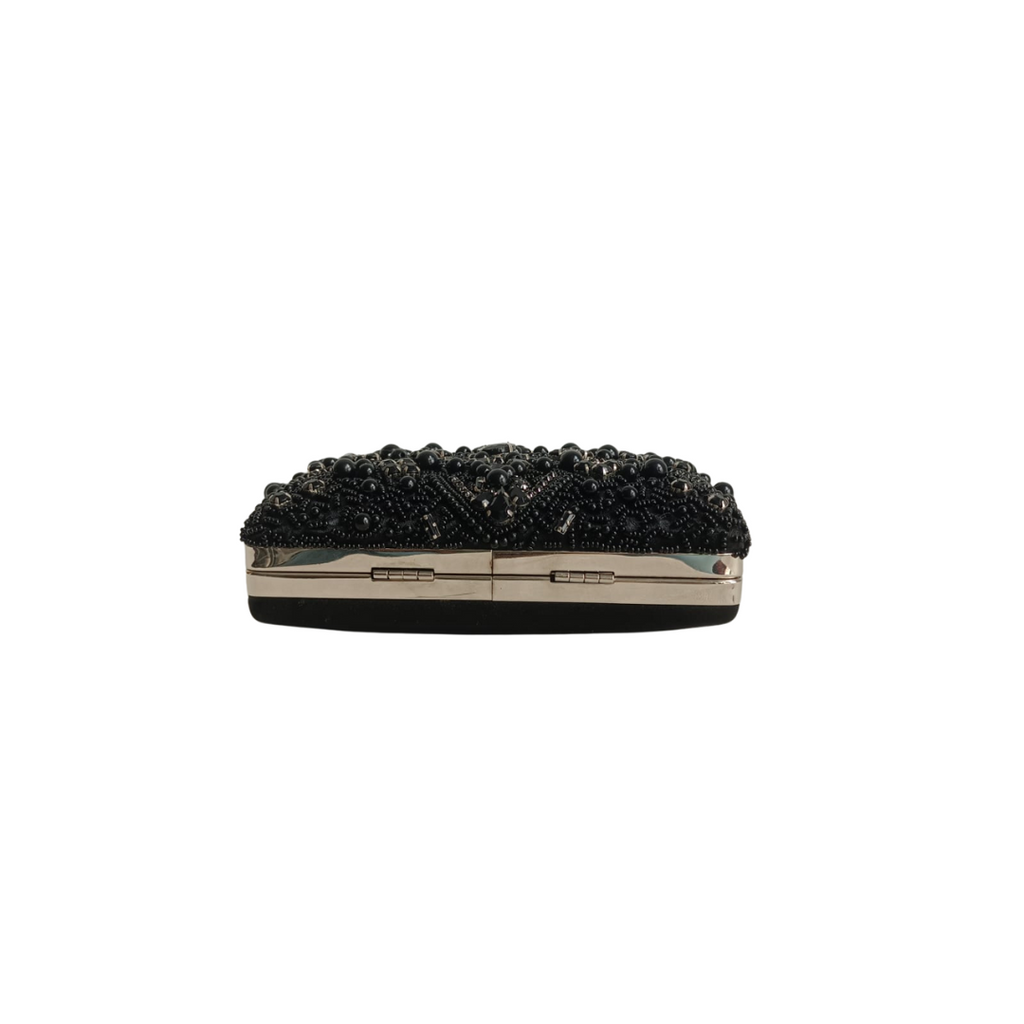 Splash Black Embellished Satin Clutch | Brand New |