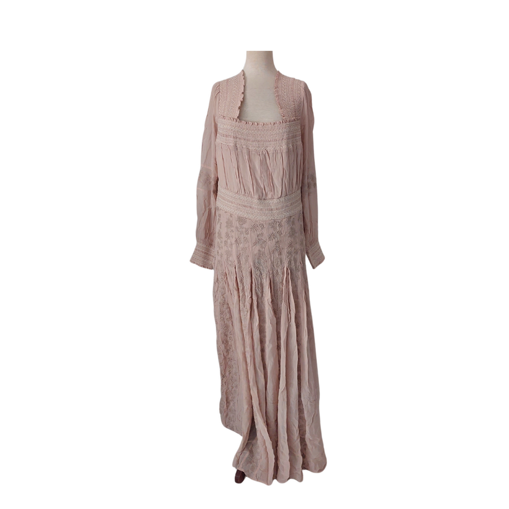 H&M Beige Self Embroidered Maxi Dress | Gently used |
