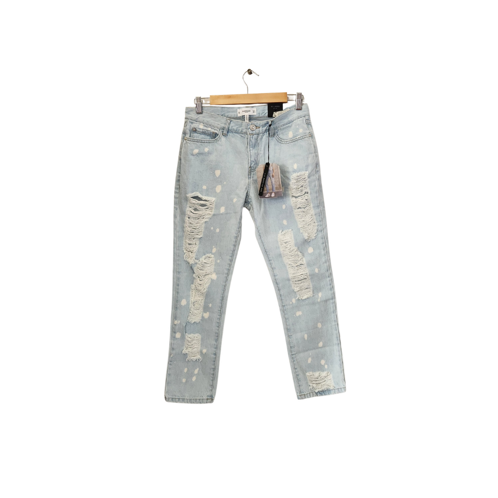 Mango Light Blue Distressed Relaxed Fit Jeans | Brand New |