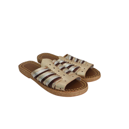 SAAZ Espadas Metallic Hand Woven Huarache Sandals | Like New |