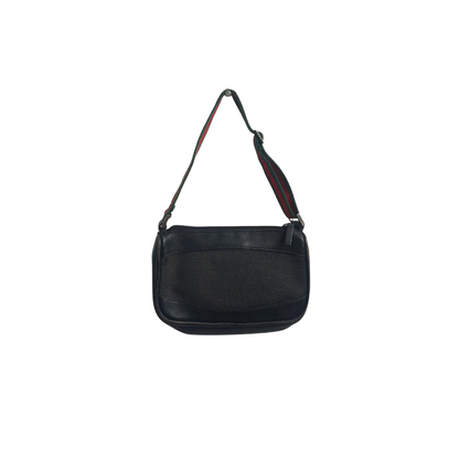 Gucci Black Denim & Leather Web Stripe Shoulder Bag | Pre Loved |