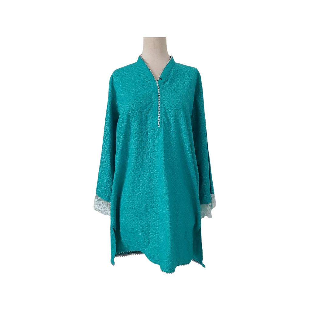 Anum Jung Sea Green Embroidered Kurta | Pre Loved |