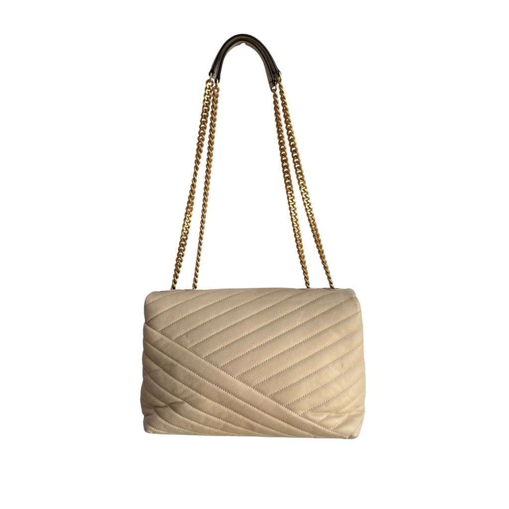 Tory Burch Cream Kira Chevron Leather Shoulder Bag | Pre Loved |