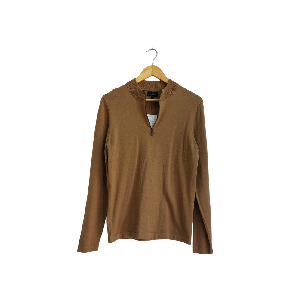 Next Men's Brown Front Zip Jumper | Brand New |