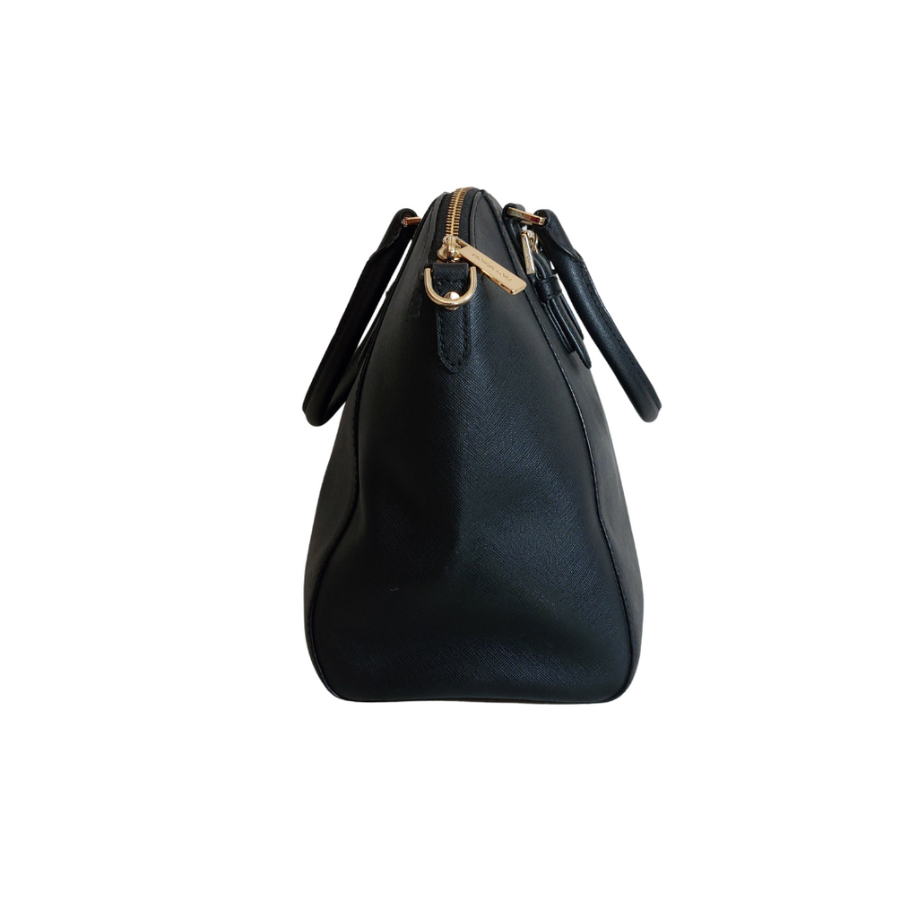 Michael Kors Black Ciara Large Saffiano Leather Satchel Bag | Pre Loved |