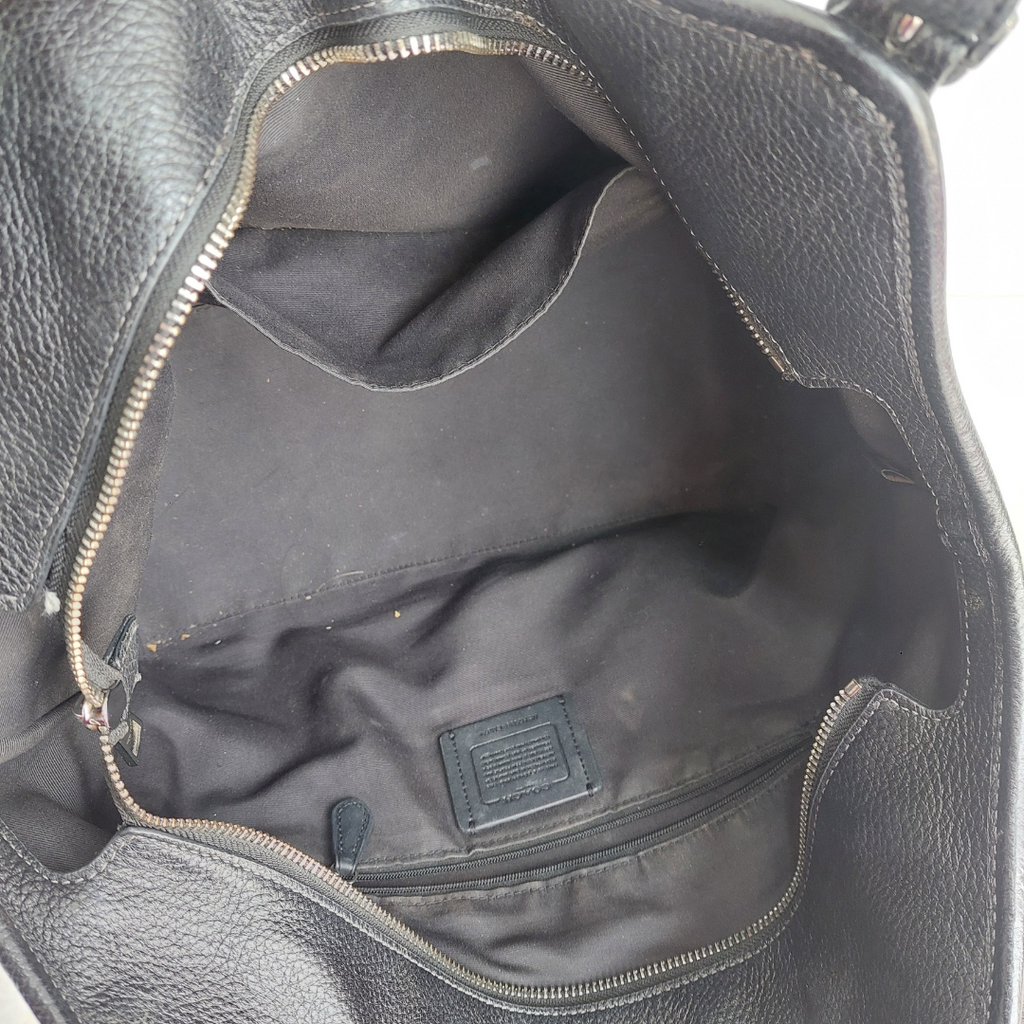 Coach Black Pebbled Leather “Meadow” Shoulder Bag | Pre Loved |