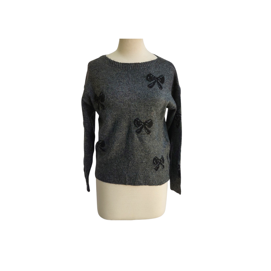 Dorothy Perkins Dark Grey Bow Sweater | Gently Used |