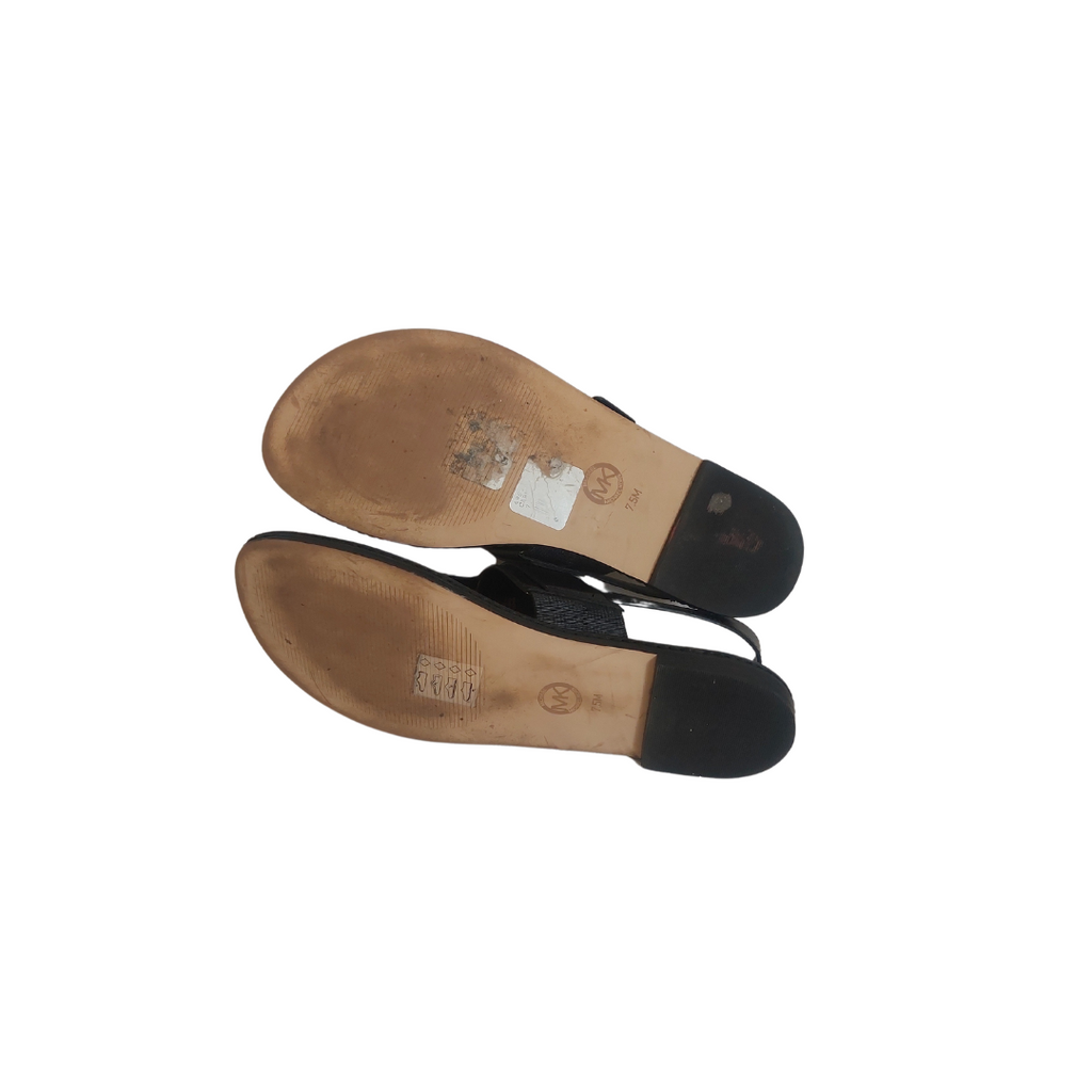 Michael Kors Black Leather 'Carmen' Sandals | Gently Used |