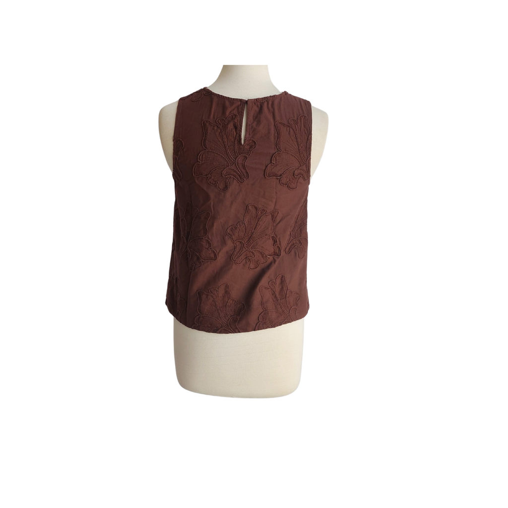 ZARA Brown Embroidered Sleeveless Co-ord Set | Pre Loved |