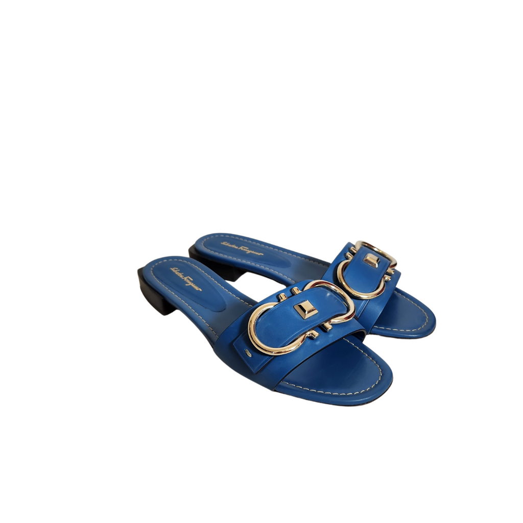 Salvatore Ferragamo Solar Logo Gancini Slide Sandals | Pre Loved |