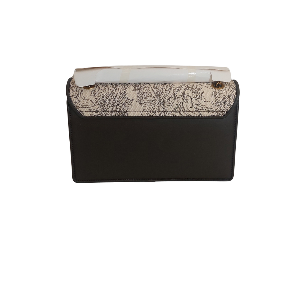 Charles & Keith Cream & Brown Floral Illustrated Canvas Shoulder Bag | Brand New |