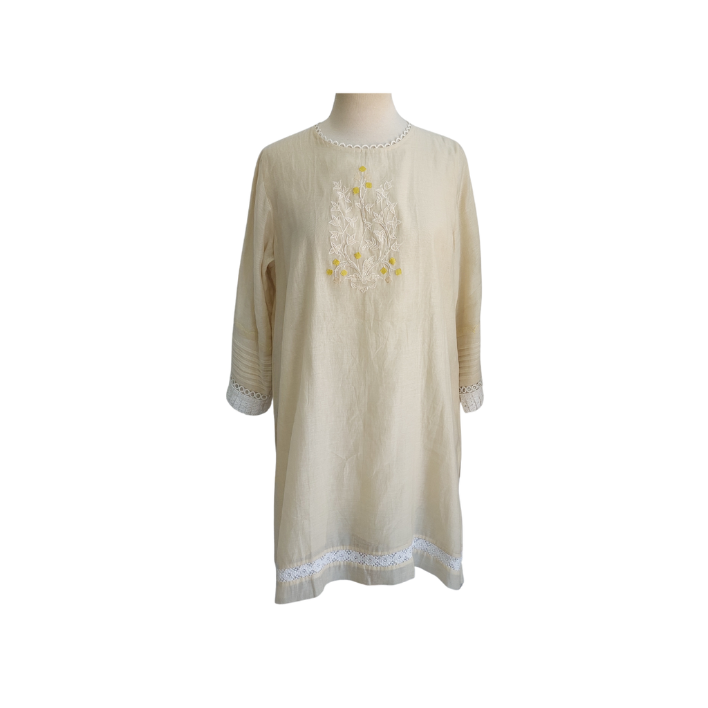 Miraka Cream Embroidered Kurta | Gently Used | - Wholesale accessories from Secret Stash, Pakistan